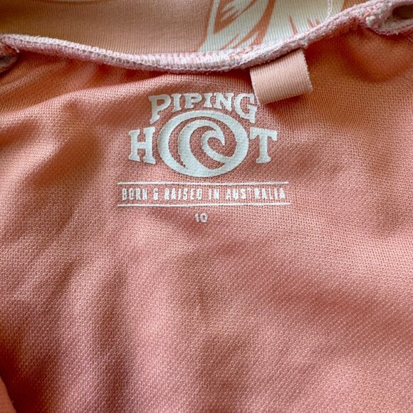 PIPING HOT AUSTRALIA Floral Rash Guard Swimsuit Girls 10 Pink Long Sleeve Swim - Picture 8 of 9